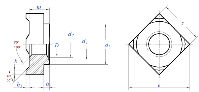 Square weld nut DIN928